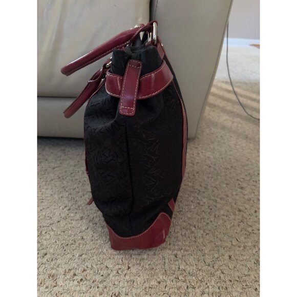 Jones New York Black Brick Red Large Handbag Purse Tote - Picture 10 of 13